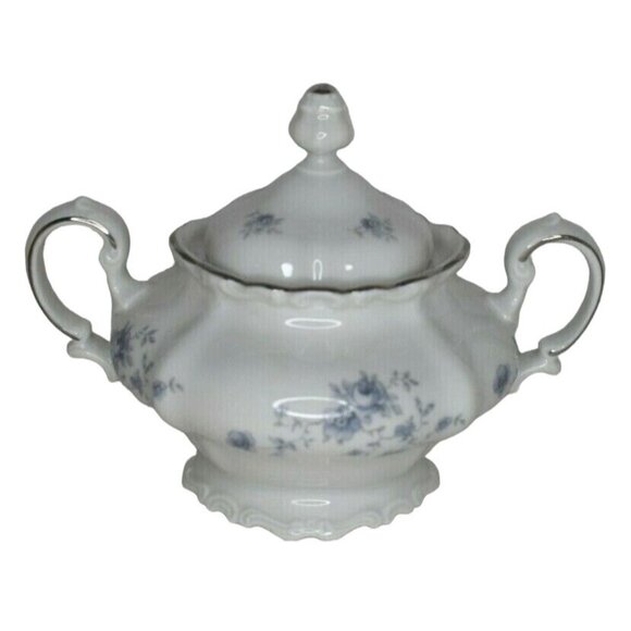 Johann Haviland Blue Garland Decorative Sugar Bowl and Lid Bavaria Germany - Picture 3 of 6